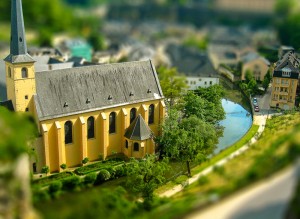 Tilt-shift macro effect in Luxembourg.